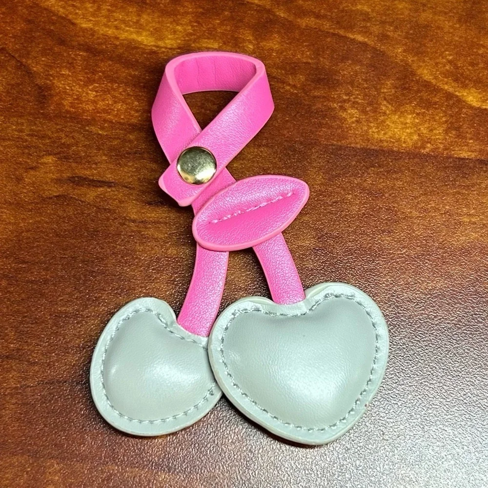 Pink and Gray Heart Keychain/Purse Charm